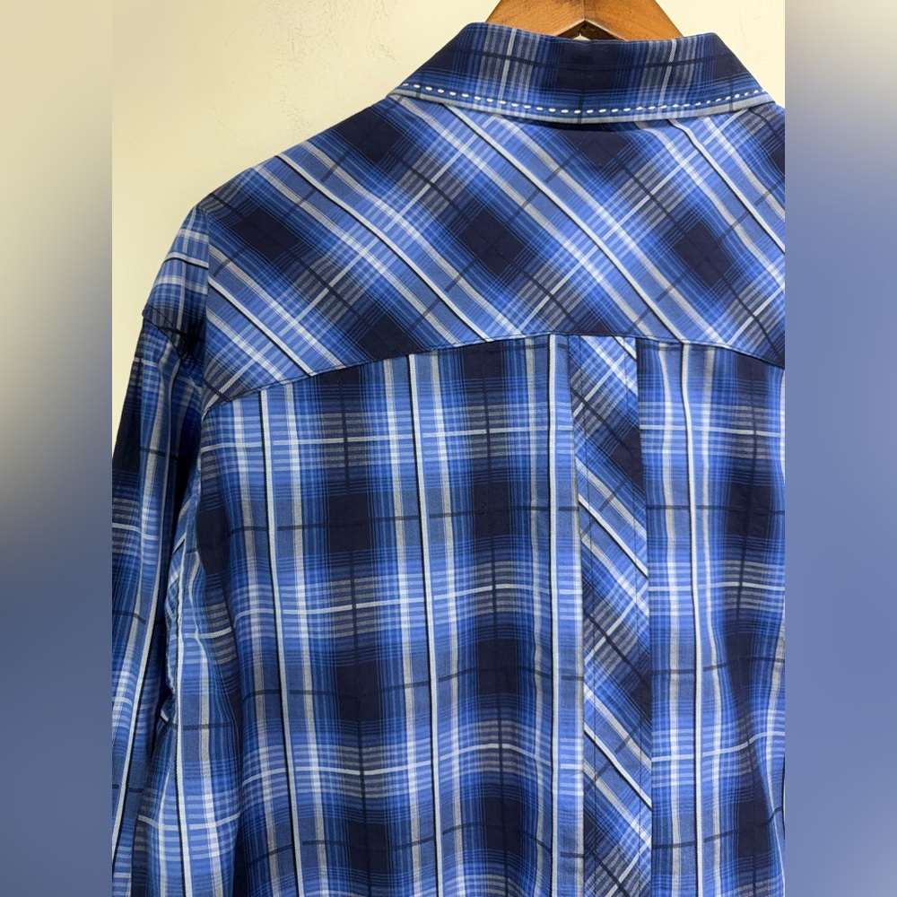 Rock & Roll Cowboy size XL Men’s Blue Plaid Pearl Snap Long Sleeve Western Shirt - Picture 8 of 9